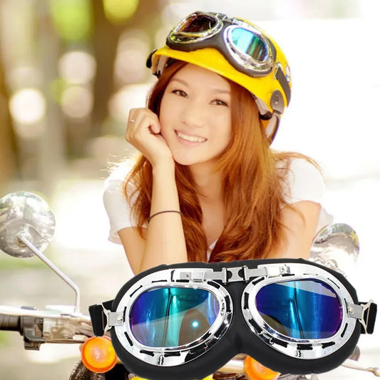 Motorcycle Goggles Glasses Vintage Motocross Classic Goggles Retro Pilot Cruiser ATV Bike UV Protection Copper Har