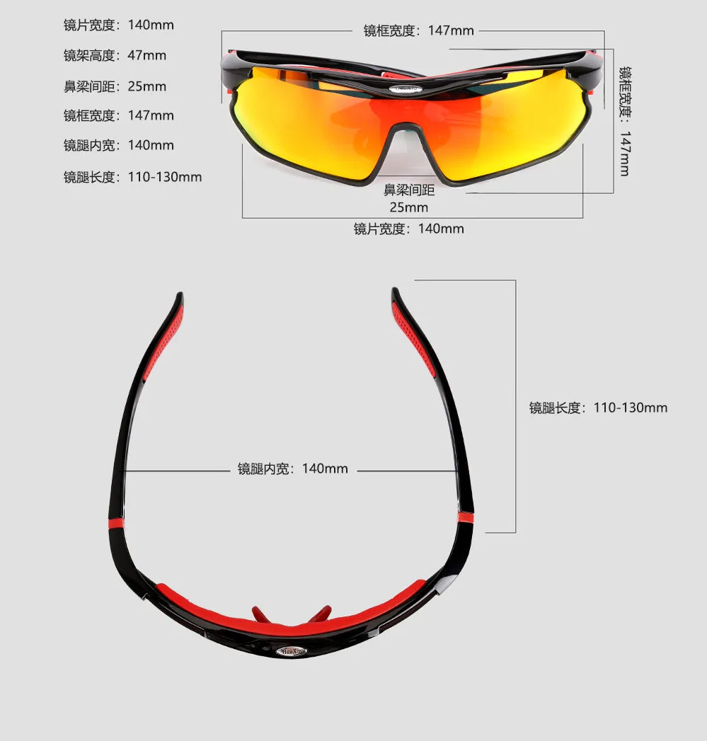 Polarisierte Sonnenbrille für Radsportler, für Herren und Damen, für Rennrad, Mountainbike, Fahrrad, MTB, Reiten, Laufen, Angeln, Brille