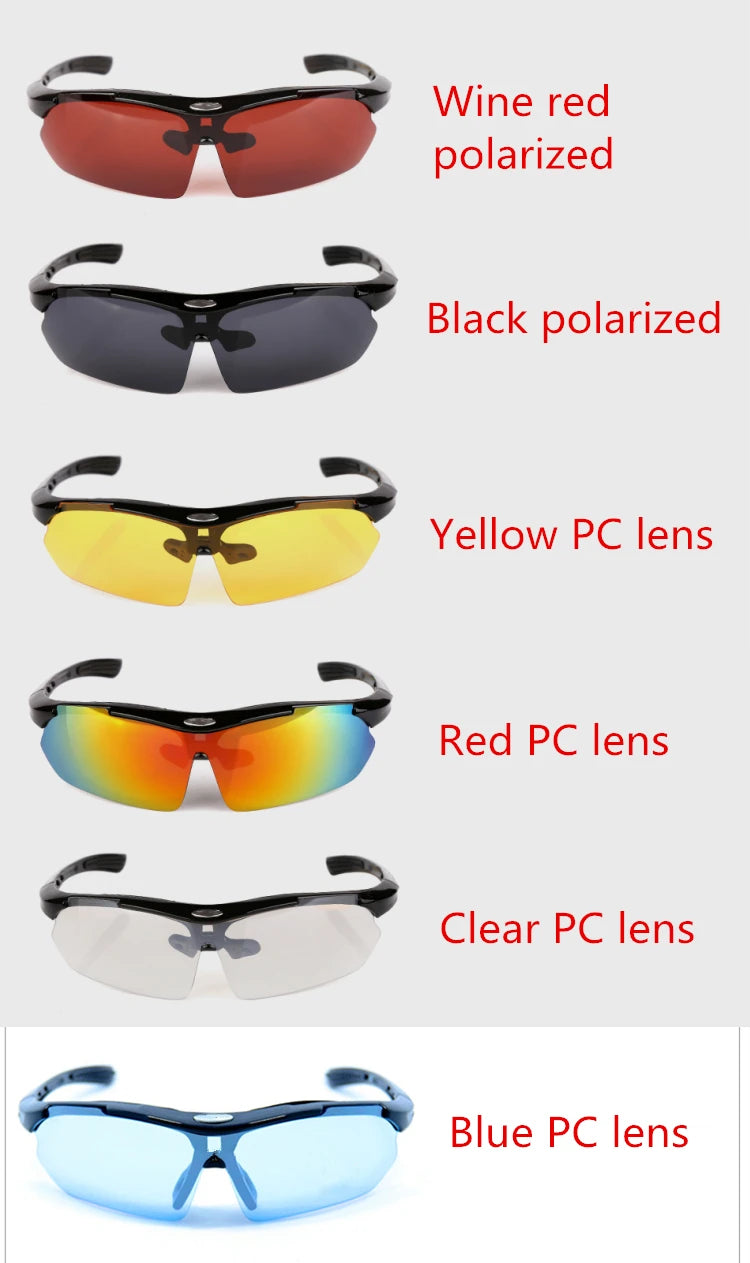 6-Lens Polarized Fishing and Cycling Glasses with Blue Light Filter | UV400 Protection, MTB Bike Goggles for Outdoor Sports