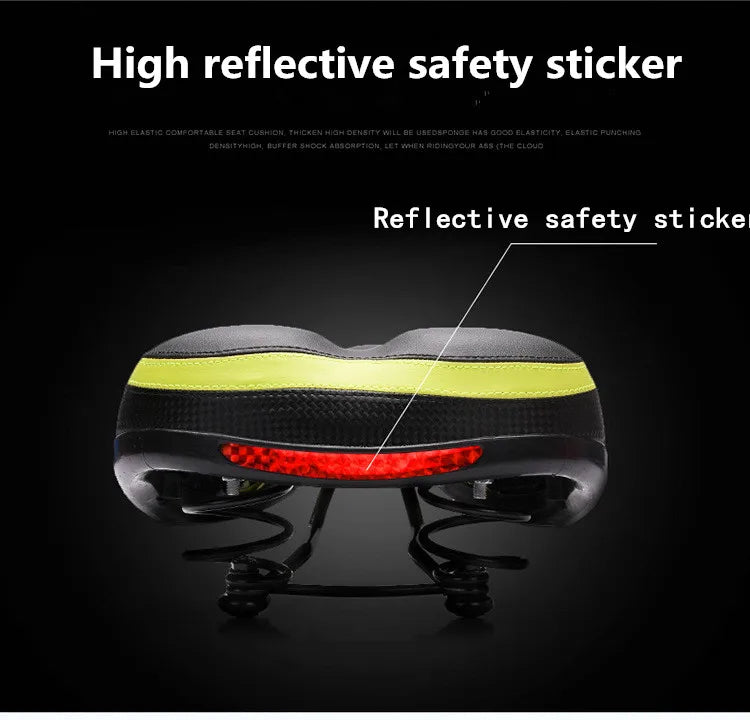 Wide Thicken Bicycle Saddle Seat Soft Silicone With Reflective Stickers MTB Road Bike Rear Light Cycling Hollow Cushion Saddle