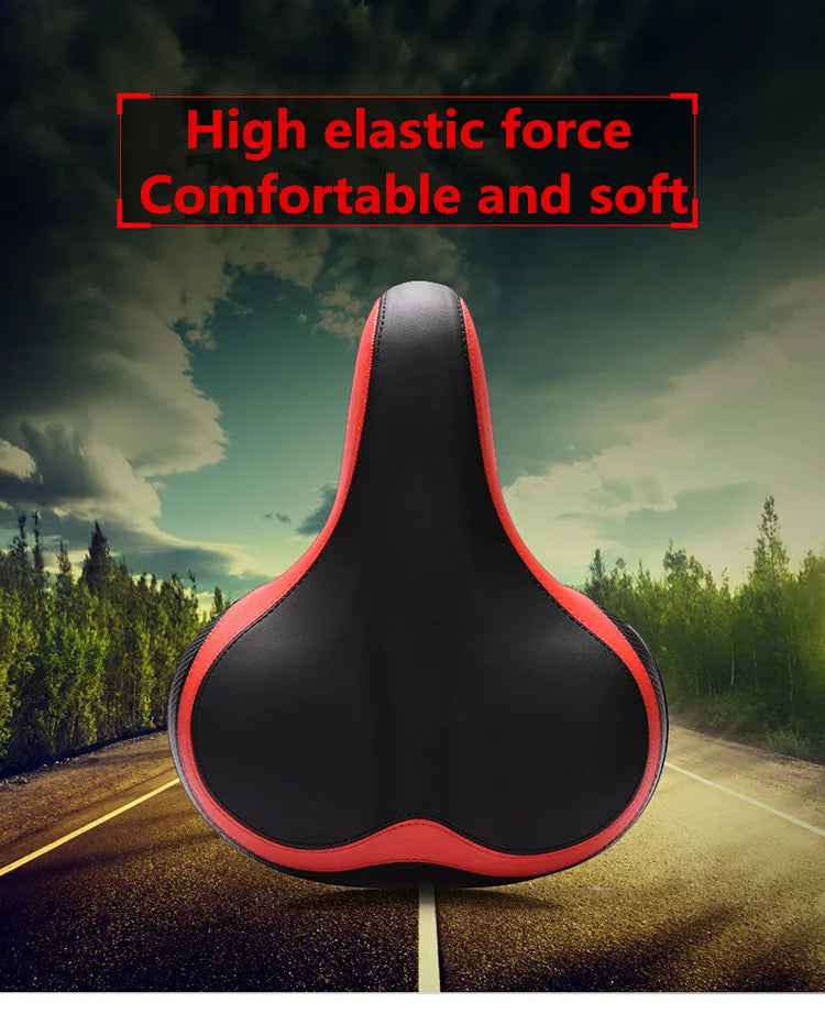 Wide Thicken Bicycle Saddle Seat Soft Silicone With Reflective Stickers MTB Road Bike Rear Light Cycling Hollow Cushion Saddle