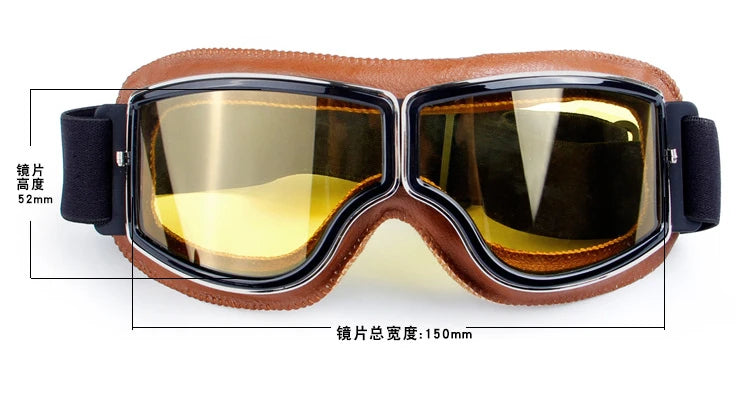 Universal Vintage Motorcycle Goggles Pilot Motorbike Scooter Biker Glasses Helmet Goggles Foldable