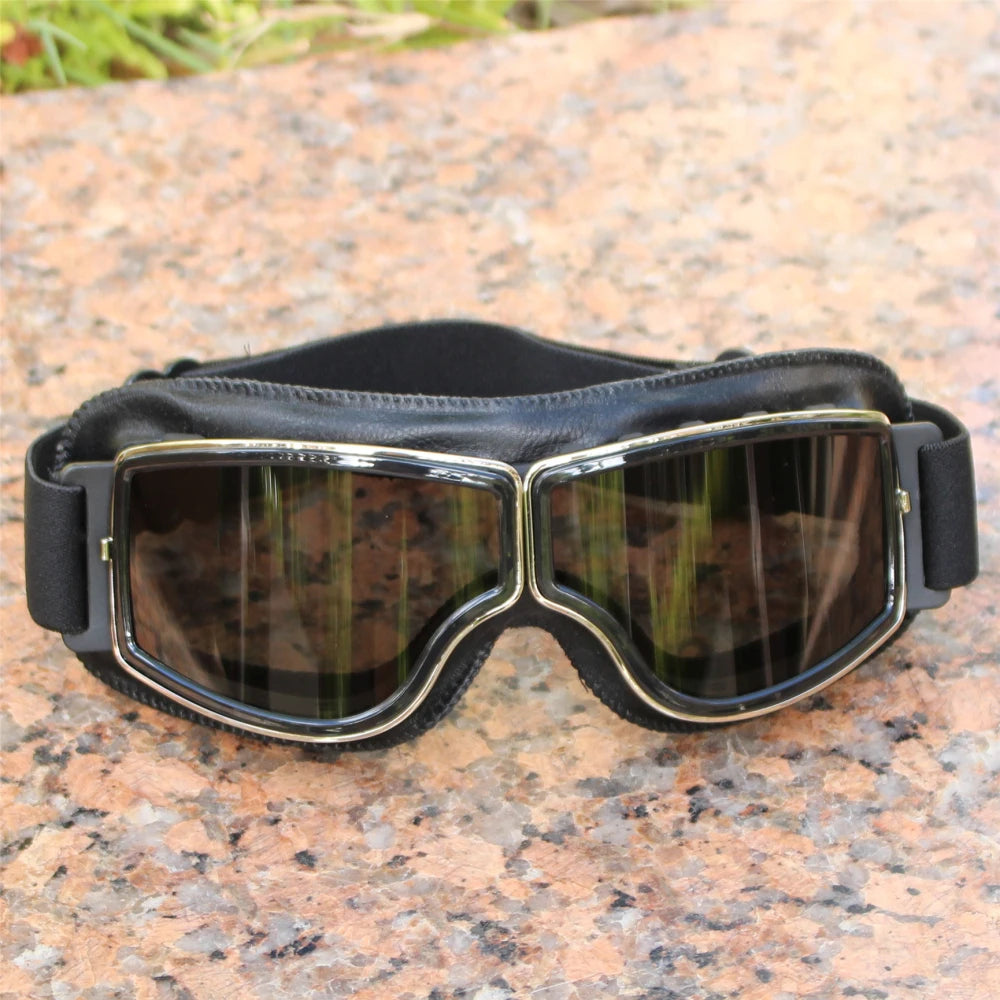 Universal Vintage Motorcycle Goggles Pilot Motorbike Scooter Biker Glasses Helmet Goggles Foldable