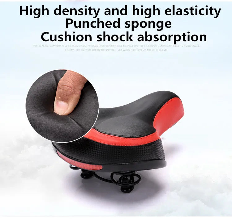 Wide Thicken Bicycle Saddle Seat Soft Silicone With Reflective Stickers MTB Road Bike Rear Light Cycling Hollow Cushion Saddle