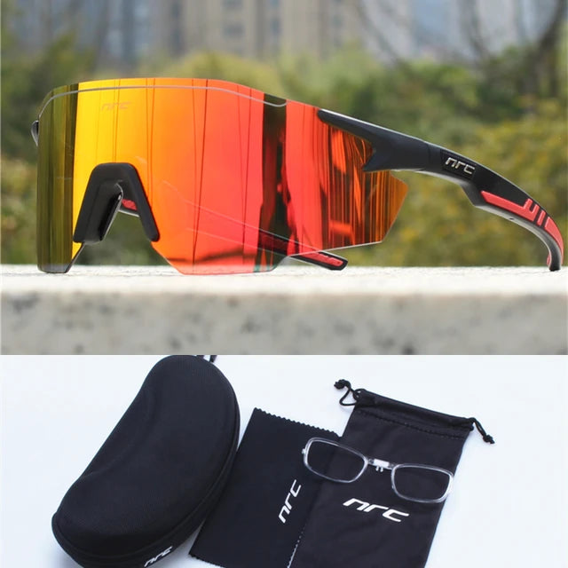 NRC Fahrrad-Sonnenbrille mit Box TR90 Sport-Fahrradbrille MTB Mountainbike Angeln Wandern Reitbrille für Männer Frauen Sport