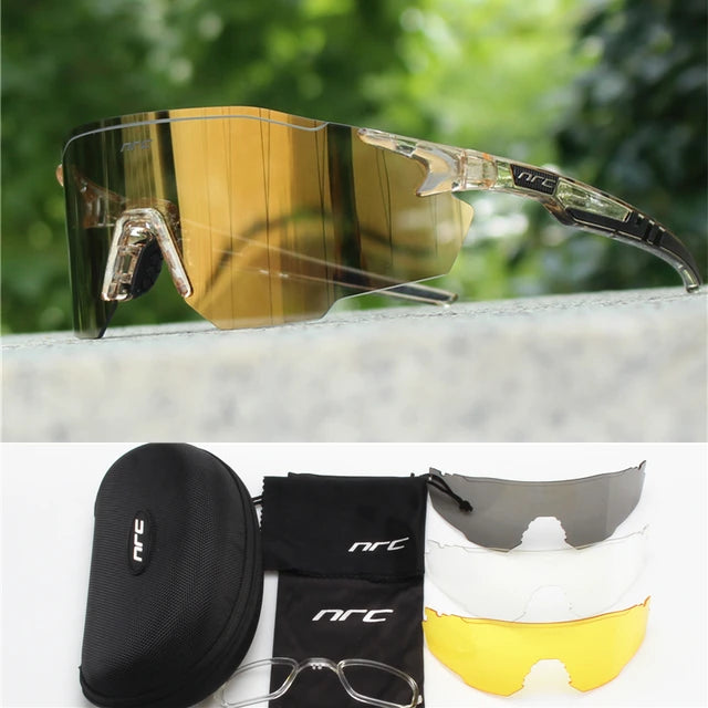 NRC Fahrrad-Sonnenbrille mit Box TR90 Sport-Fahrradbrille MTB Mountainbike Angeln Wandern Reitbrille für Männer Frauen Sport