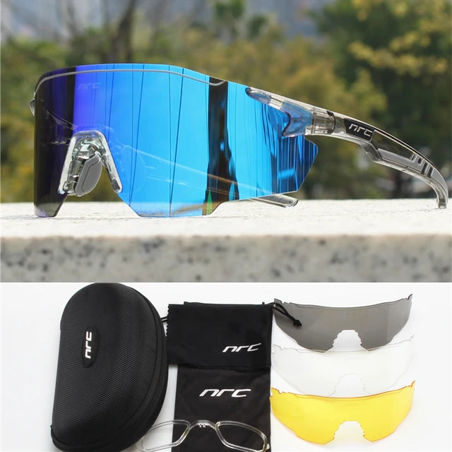 NRC Fahrrad-Sonnenbrille mit Box TR90 Sport-Fahrradbrille MTB Mountainbike Angeln Wandern Reitbrille für Männer Frauen Sport