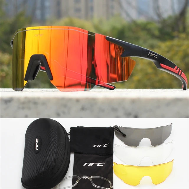 NRC Fahrrad-Sonnenbrille mit Box TR90 Sport-Fahrradbrille MTB Mountainbike Angeln Wandern Reitbrille für Männer Frauen Sport