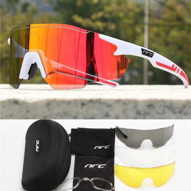 NRC Fahrrad-Sonnenbrille mit Box TR90 Sport-Fahrradbrille MTB Mountainbike Angeln Wandern Reitbrille für Männer Frauen Sport