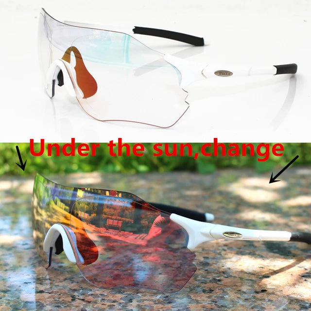 Photochromic Discoloration Sports Men Sunglasses Road Cycling Glasses Mountain Bike Bicycle Riding Goggles Eyewear