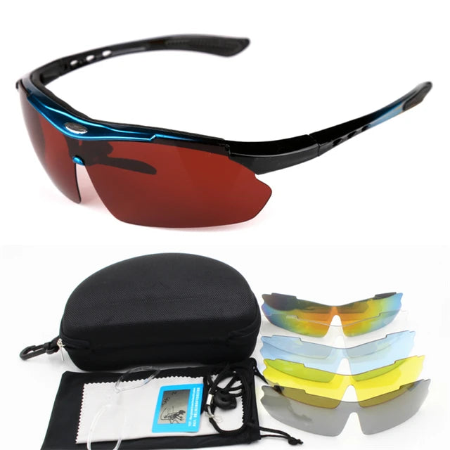 6-Lens Polarized Fishing and Cycling Glasses with Blue Light Filter | UV400 Protection, MTB Bike Goggles for Outdoor Sports