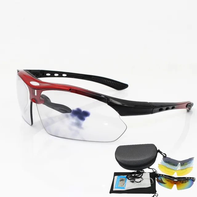 Photochrome Fahrradbrille Polarisierte Sonnenbrille Fahrradbrille Outdoor Sport Fahrradbrille UV400 Mit 5 Linsen Laufbrille