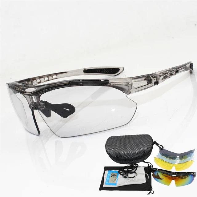 Photochrome Fahrradbrille Polarisierte Sonnenbrille Fahrradbrille Outdoor Sport Fahrradbrille UV400 Mit 5 Linsen Laufbrille