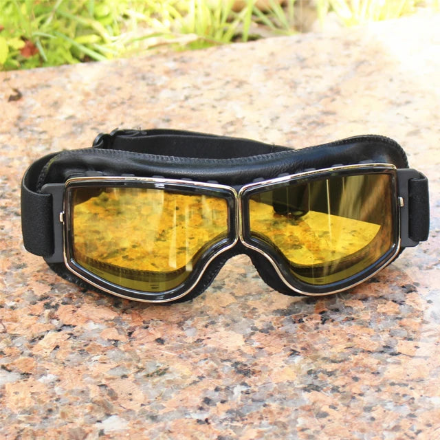 Universal Vintage Motorcycle Goggles Pilot Motorbike Scooter Biker Glasses Helmet Goggles Foldable