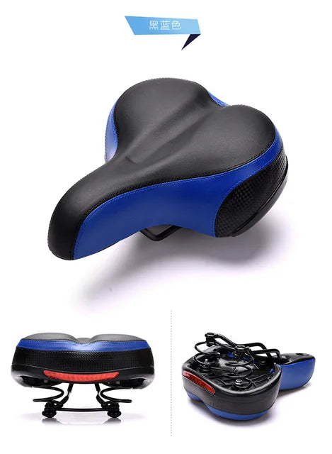 Wide Thicken Bicycle Saddle Seat Soft Silicone With Reflective Stickers MTB Road Bike Rear Light Cycling Hollow Cushion Saddle