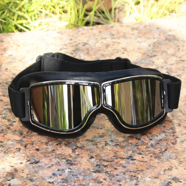 Universal Vintage Motorcycle Goggles Pilot Motorbike Scooter Biker Glasses Helmet Goggles Foldable