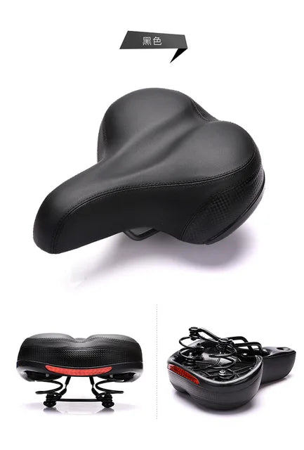 Wide Thicken Bicycle Saddle Seat Soft Silicone With Reflective Stickers MTB Road Bike Rear Light Cycling Hollow Cushion Saddle