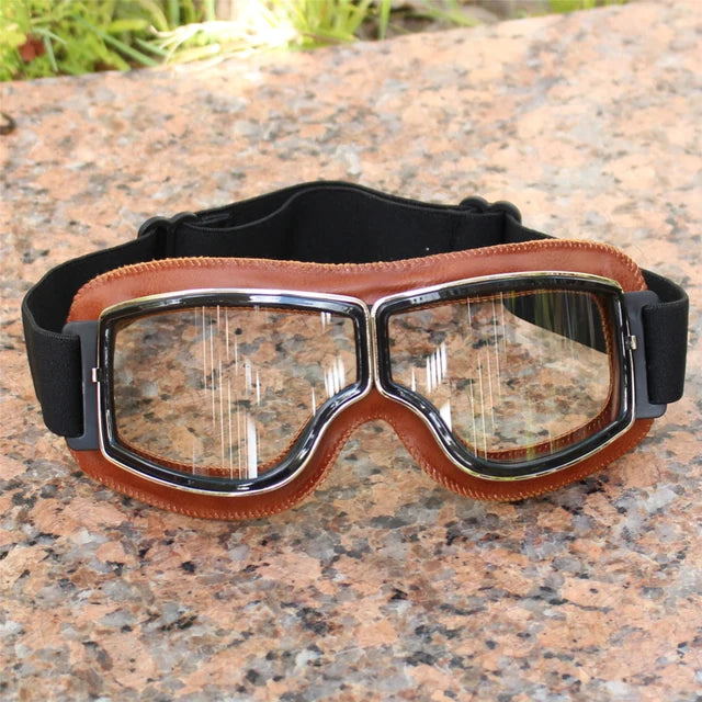 Universal Vintage Motorcycle Goggles Pilot Motorbike Scooter Biker Glasses Helmet Goggles Foldable