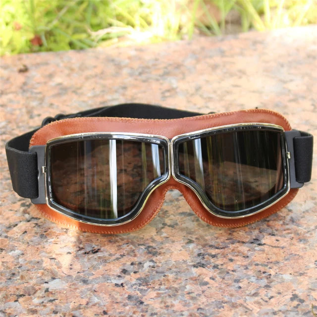 Universal Vintage Motorcycle Goggles Pilot Motorbike Scooter Biker Glasses Helmet Goggles Foldable