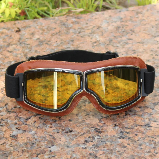 Universal Vintage Motorcycle Goggles Pilot Motorbike Scooter Biker Glasses Helmet Goggles Foldable