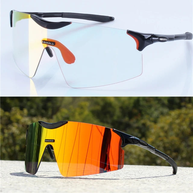 RBworld Unisex Cycling Glasses - UV400 Protection, Multi-Color Acetate Frame, Photochromic Sports Eyewear